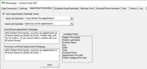 Texting Support Screenshots from Dental Practice